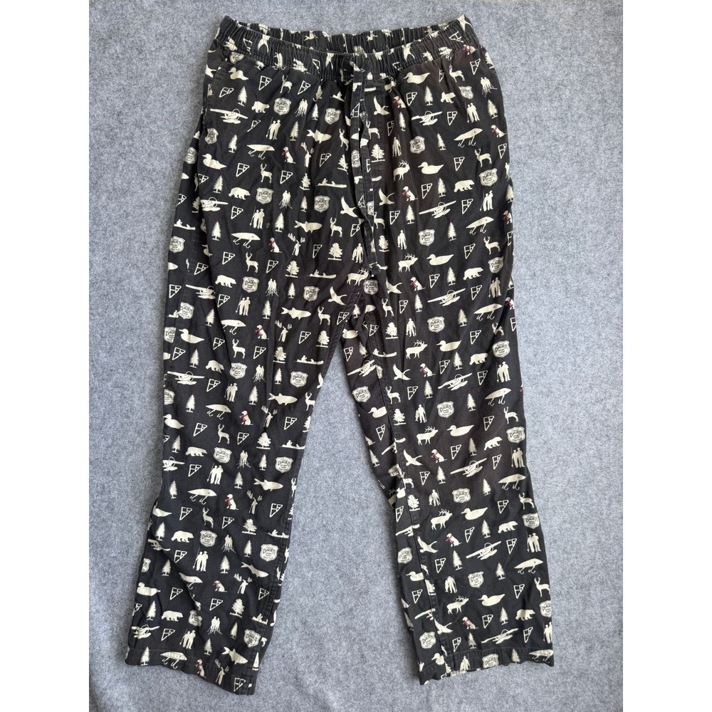 Eddie Bauer Mens Flannel Pajama Pants L Charcoal Grey Outdoor Nature Print Soft